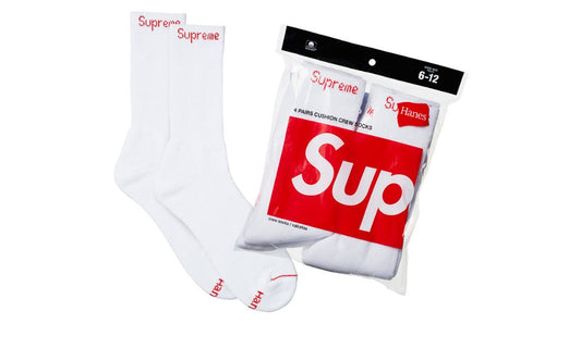 Ponožky Supreme Hanes Crew Socks White (4 Pack)