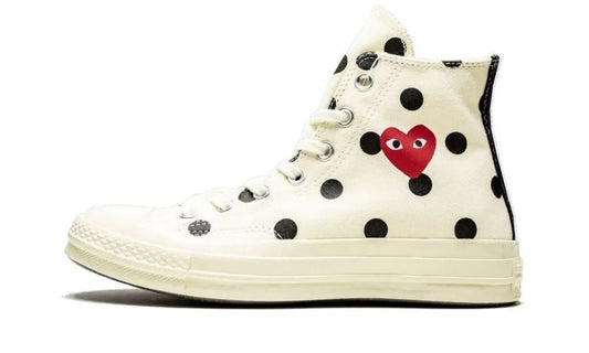 Converse Chuck Taylor All Star 70 Hi Comme des Garcons PLAY Polka Dot White