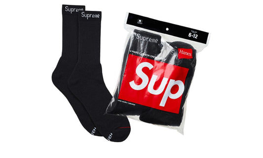 Ponožky Supreme Hanes Crew Socks Black (4 Pack)