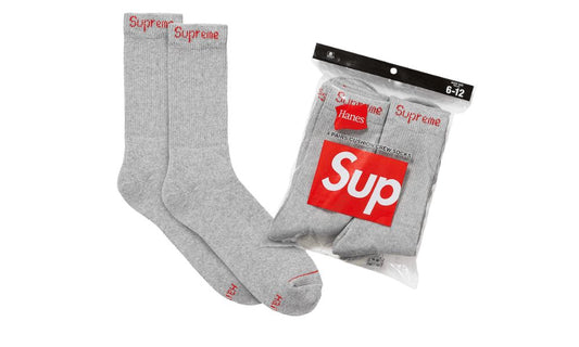 Ponožky Supreme Hanes Crew Socks Heather Grey (4 Pack)