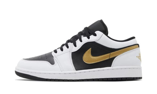 Jordan 1 Low White Black Metallic Gold Swoosh