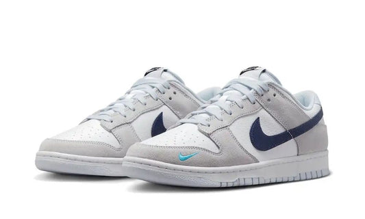 Nike Dunk Low White Grey Navy Aqua Mini Swoosh