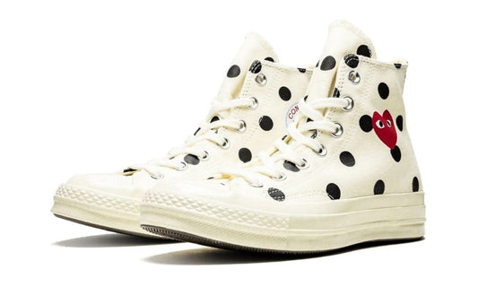Converse Chuck Taylor All Star 70 Hi Comme des Garcons PLAY Polka Dot White