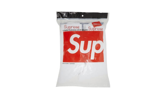 Ponožky Supreme Hanes Crew Socks White (4 Pack)