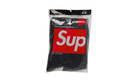 Ponožky Supreme Hanes Crew Socks Black (4 Pack)