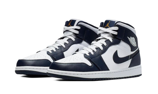 Jordan 1 Mid White Metallic Gold Obsidian