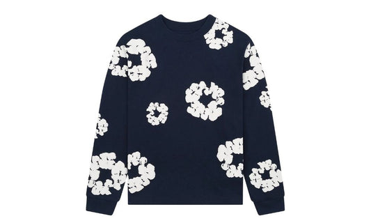 Denim Tears Long Sleeve Cotton Wreath Tee Navy