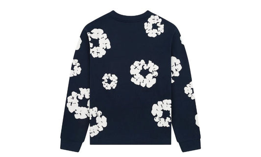 Denim Tears Long Sleeve Cotton Wreath Tee Navy