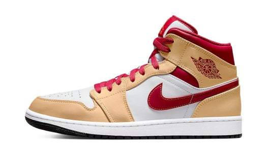 Jordan 1 Mid Light Curry Cardinal